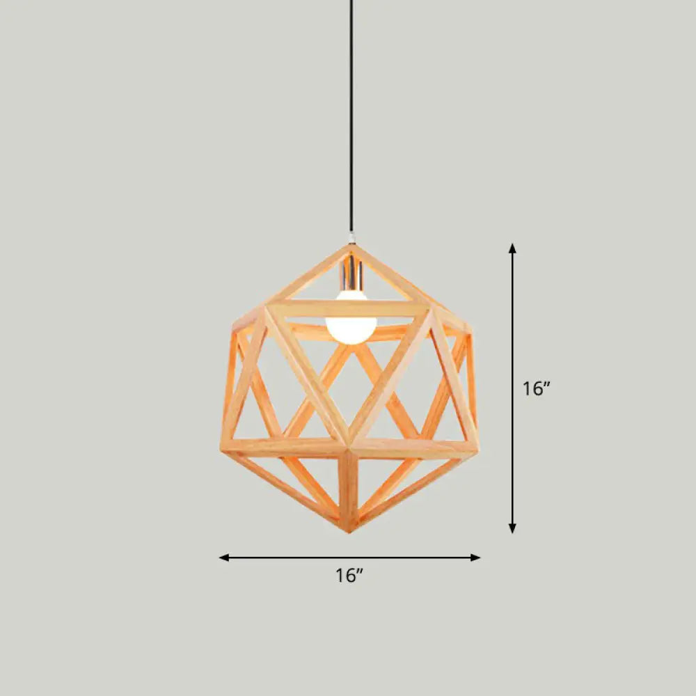 Geometric Wooden Pendant Lamp - Minimalist Single Ceiling Light For Restaurants Wood / D