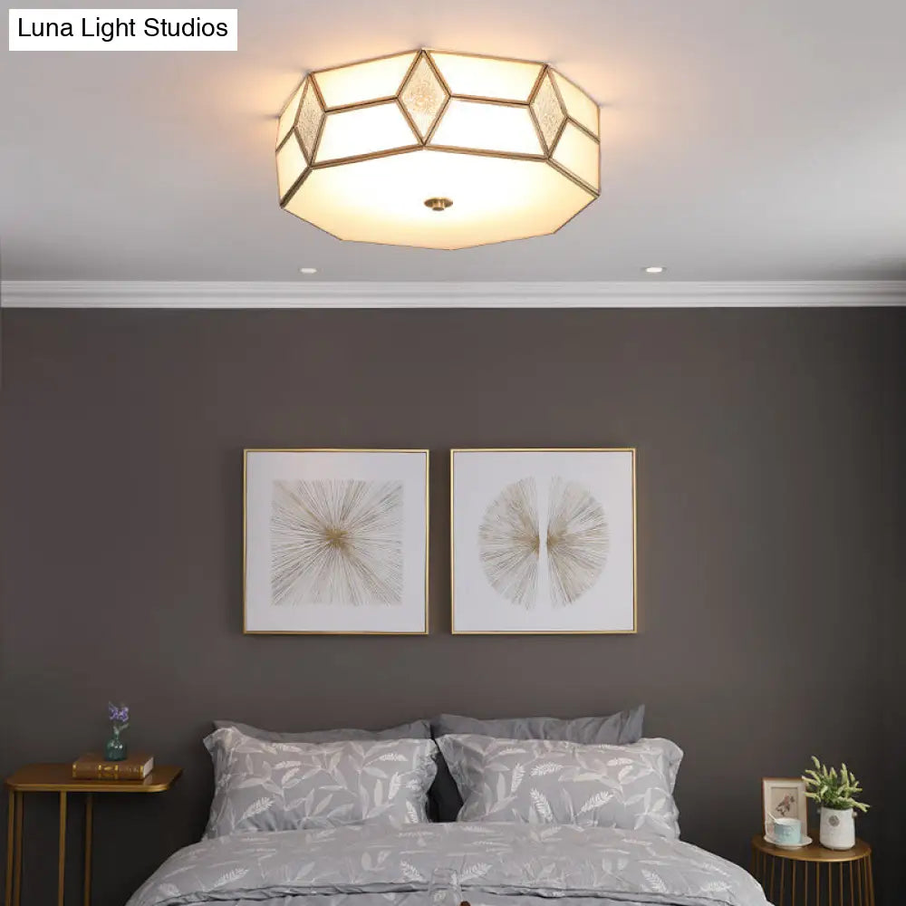Geometrical Flush Mount Traditional White Glass Chandelier - Wide Options 2/3 Bulbs