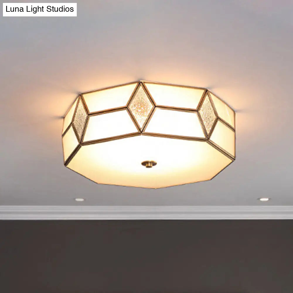 Geometrical Flush Mount Traditional White Glass Chandelier - Wide Options 2/3 Bulbs