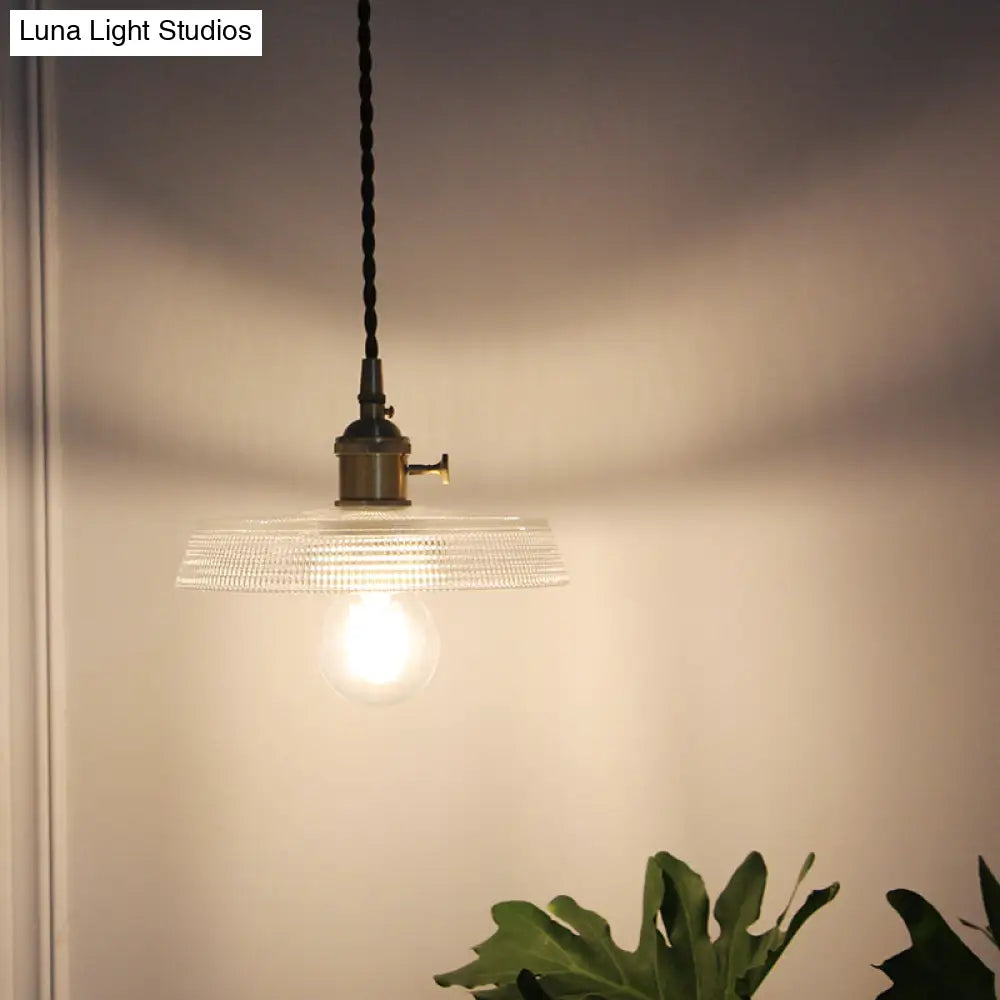 Farmhouse Pendant Light With Clear Glass Shade And Brass Finish