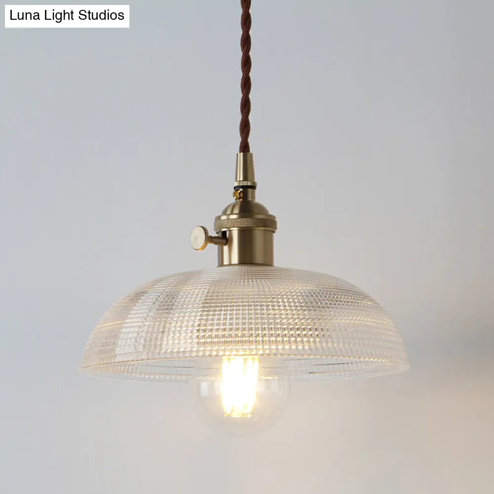 Farmhouse Pendant Light With Clear Glass Shade And Brass Finish