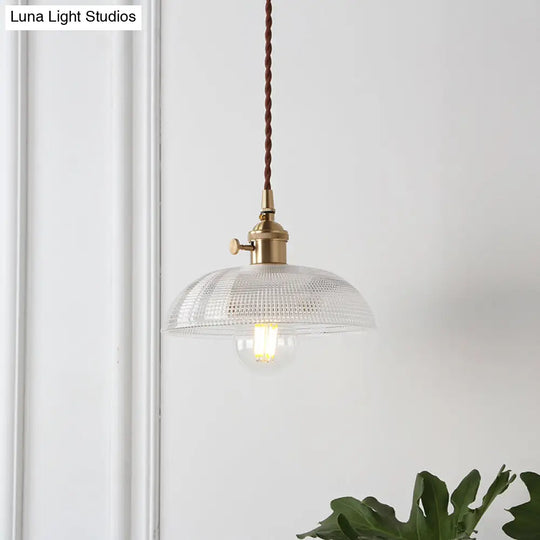 Farmhouse Pendant Light With Clear Glass Shade And Brass Finish / B