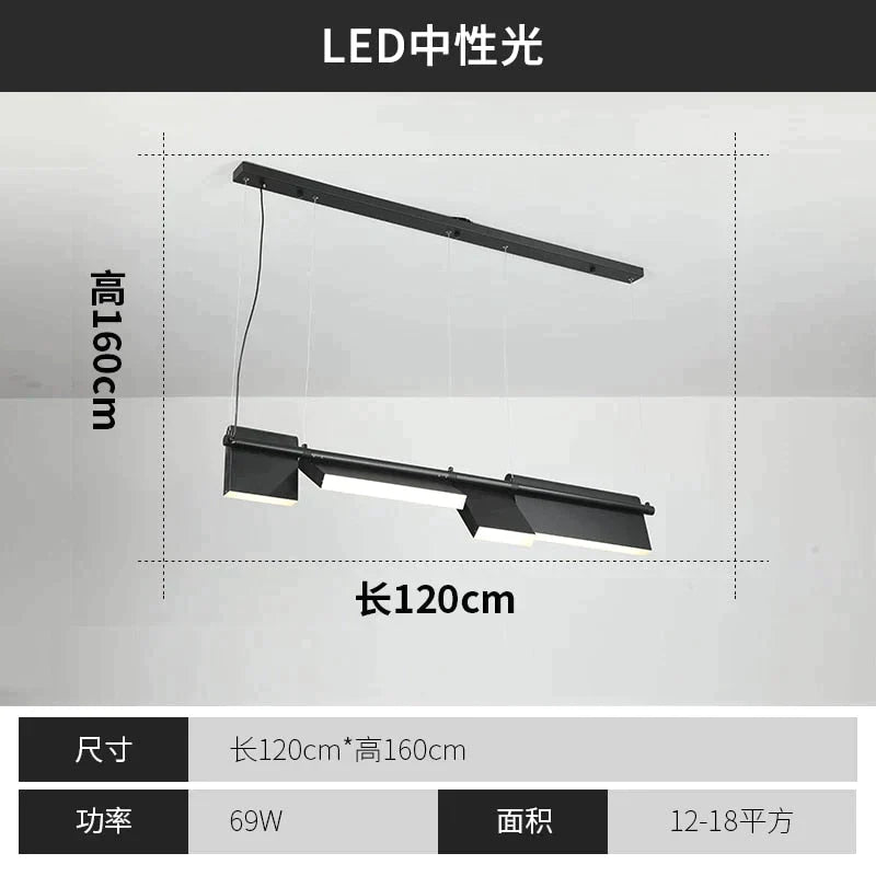 Giada - Simple Modern Black Led Chandelier Light Length-120Cm / Natural Light