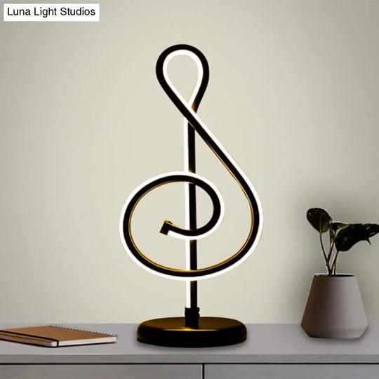 Minimalistic Black/White/Gold Musical Note Led Desk Lamp With Warm/White Light