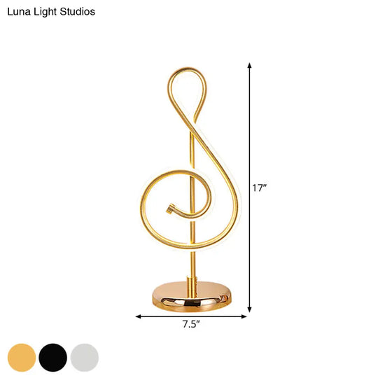 Minimalistic Black/White/Gold Musical Note Led Desk Lamp With Warm/White Light