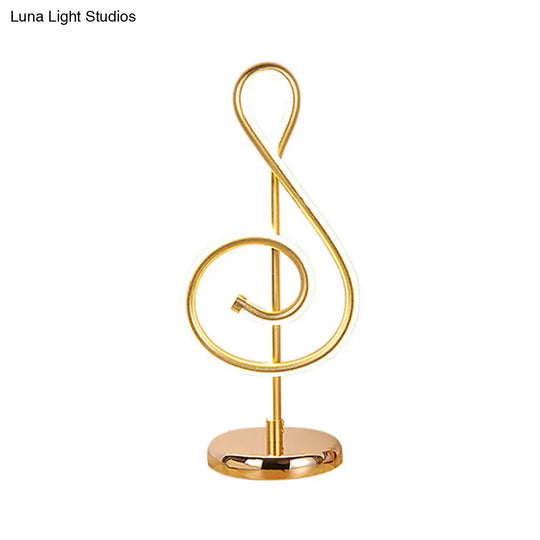 Minimalistic Black/White/Gold Musical Note Led Desk Lamp With Warm/White Light