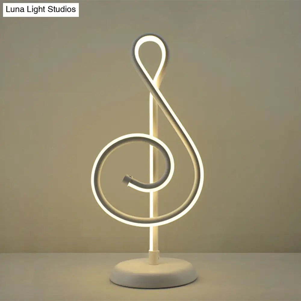 Minimalistic Black/White/Gold Musical Note Led Desk Lamp With Warm/White Light