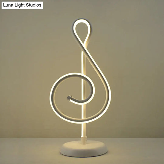 Minimalistic Black/White/Gold Musical Note Led Desk Lamp With Warm/White Light