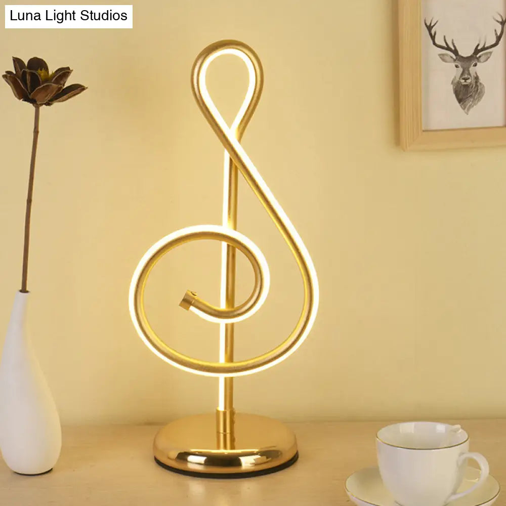 Minimalistic Black/White/Gold Musical Note Led Desk Lamp With Warm/White Light Gold / Warm