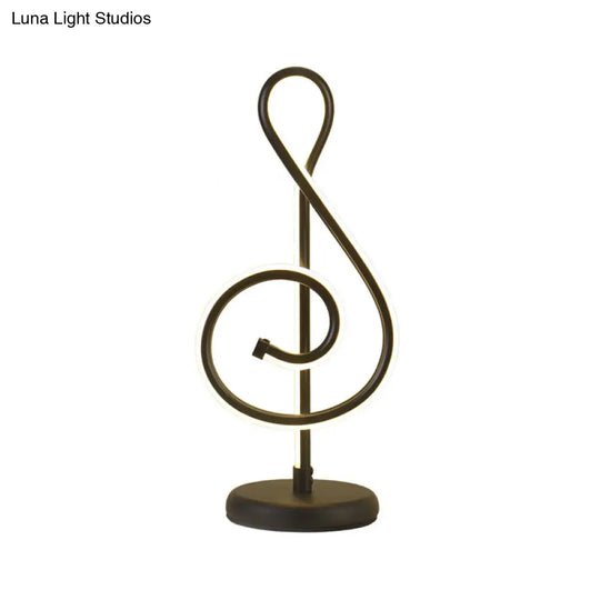 Minimalistic Black/White/Gold Musical Note Led Desk Lamp With Warm/White Light