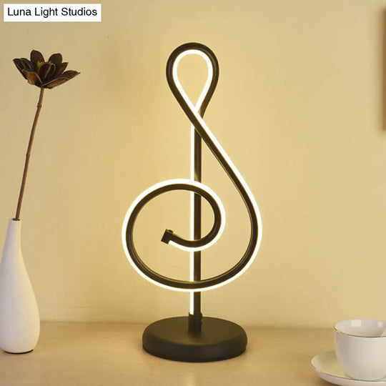 Minimalistic Black/White/Gold Musical Note Led Desk Lamp With Warm/White Light