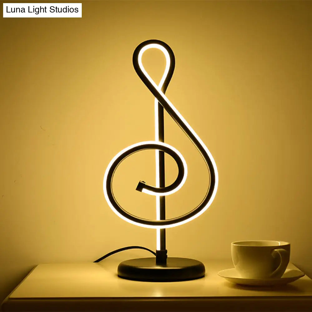 Minimalistic Black/White/Gold Musical Note Led Desk Lamp With Warm/White Light Black / Warm