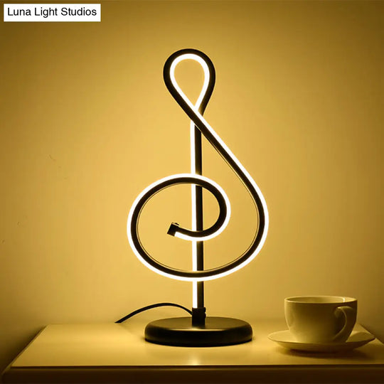 Minimalistic Black/White/Gold Musical Note Led Desk Lamp With Warm/White Light Black / Warm