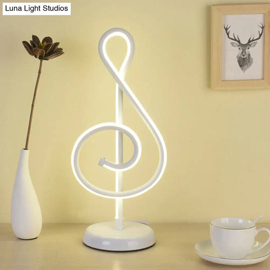 Minimalistic Black/White/Gold Musical Note Led Desk Lamp With Warm/White Light White /