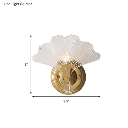 Ginkgo Leaves Wall Light - Modern Decorative Clear Glass Sconce Lighting In Brass