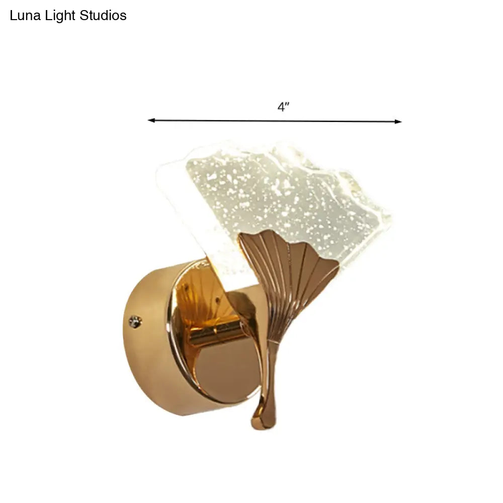 Ginkgo Vintage Crystal Wall Sconce Light - Gold Led Lighting (1/2 Heads) In Warm/White