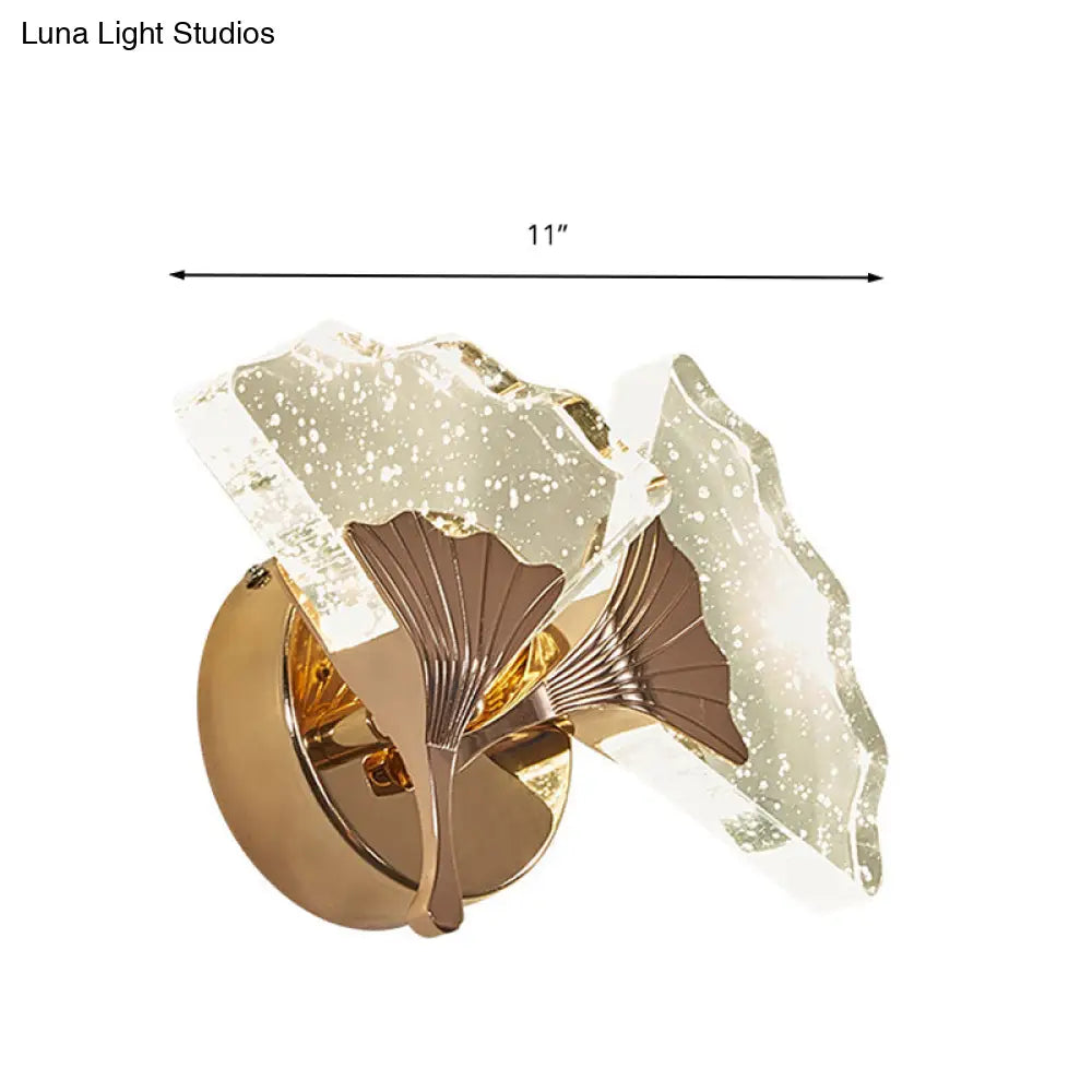 Ginkgo Vintage Crystal Wall Sconce Light - Gold Led Lighting (1/2 Heads) In Warm/White