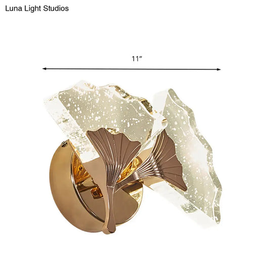 Ginkgo Vintage Crystal Wall Sconce Light - Gold Led Lighting (1/2 Heads) In Warm/White