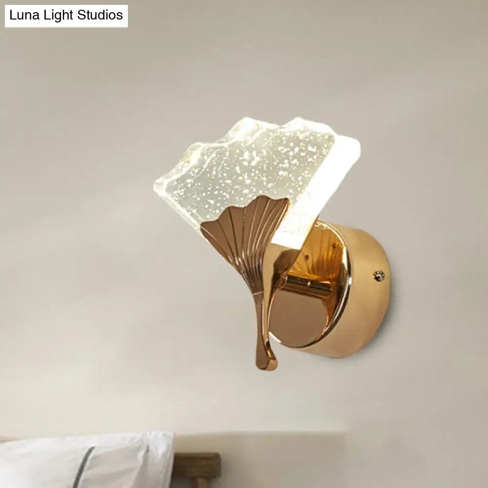 Ginkgo Vintage Crystal Wall Sconce Light - Gold Led Lighting (1/2 Heads) In Warm/White