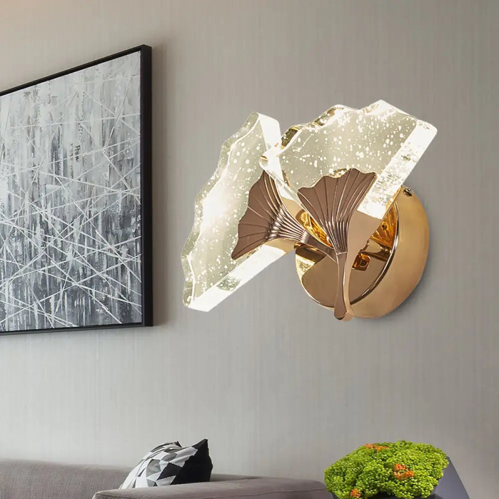 Ginkgo Vintage Crystal Wall Sconce Light - Gold Led Lighting (1/2 Heads) In Warm/White 2 / Warm