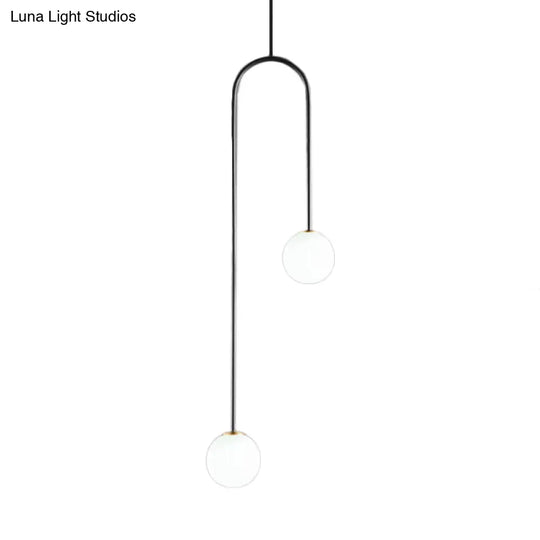 Giovanna - Stylish Black/Gold Ball Cluster Pendant Post-Modernist 2 Lights White Glass Led Ceiling