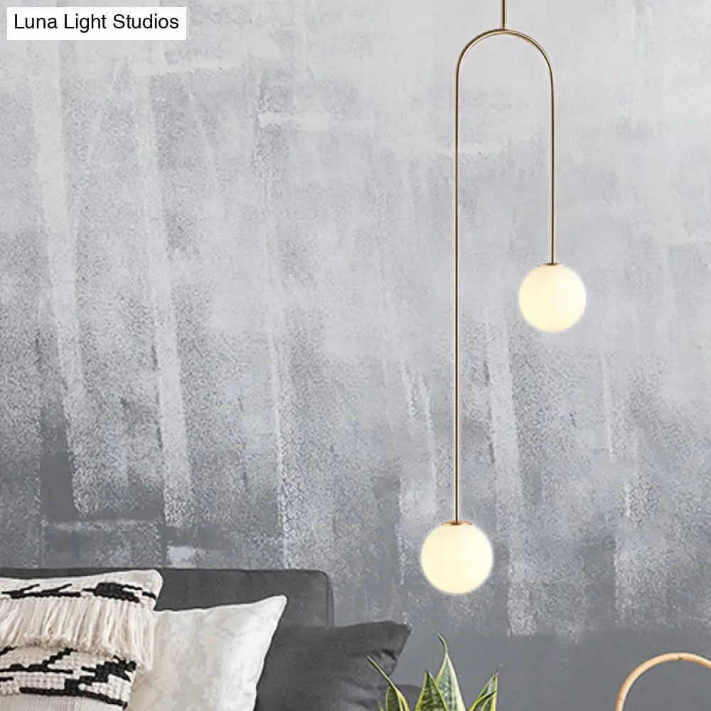 Giovanna - Stylish Black/Gold Ball Cluster Pendant Post-Modernist 2 Lights White Glass Led Ceiling