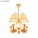 Giraffe Cartoon Chandelier - Colorful Candy Resin Hanging Light For Study Room