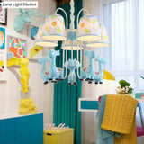 Giraffe Cartoon Chandelier - Colorful Candy Resin Hanging Light For Study Room
