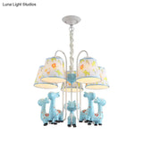 Giraffe Cartoon Chandelier - Colorful Candy Resin Hanging Light For Study Room