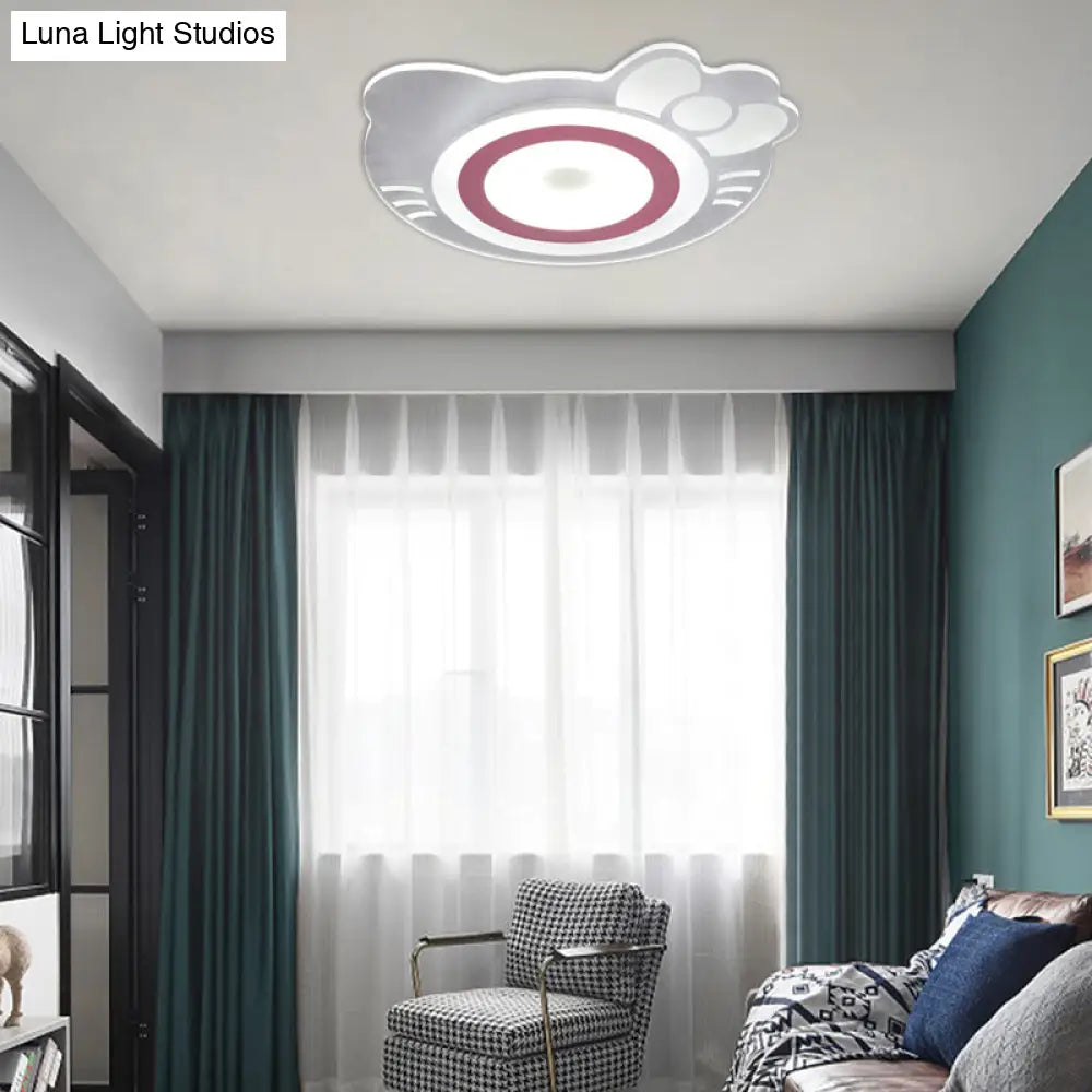 Girl Bedroom Kitten Led Ceiling Light In White And Pink - Adorable Stylish