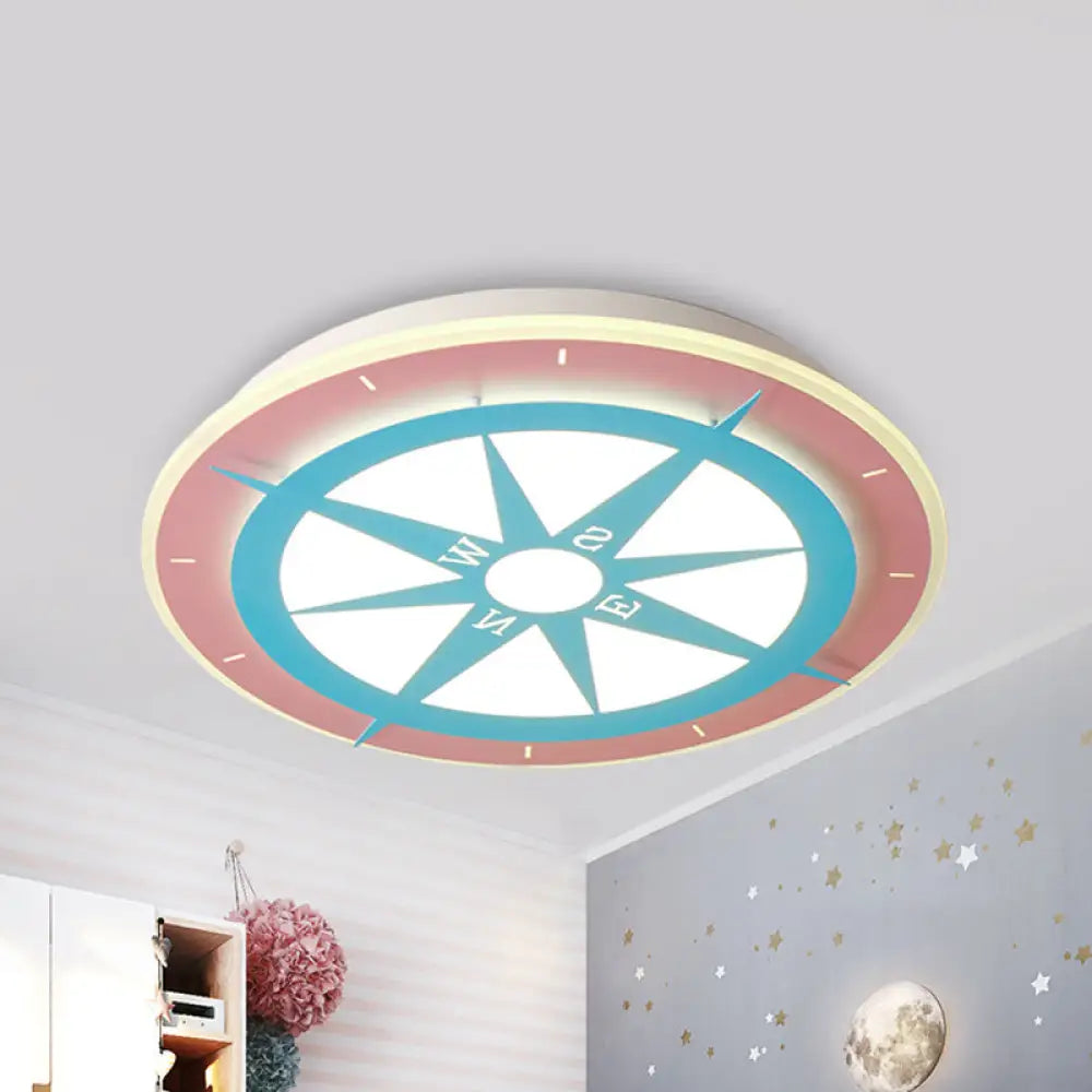 Girls Room Pink Acrylic Compass Led Ceiling Lamp