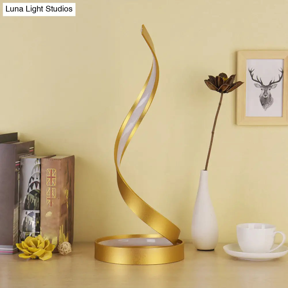 Giulia - Gold Metallic Led Spiral Ribbon Bedroom Night Table Light