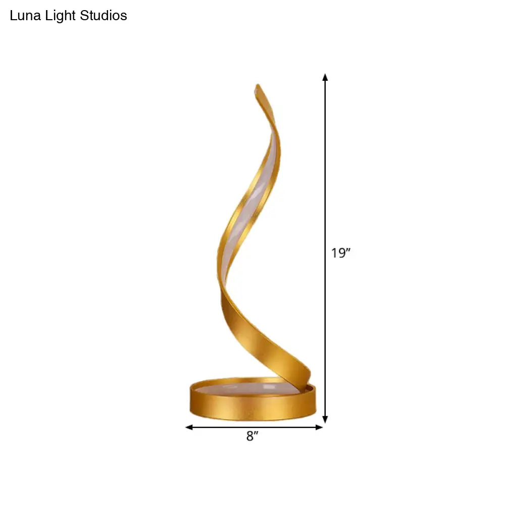 Giulia - Gold Metallic Led Spiral Ribbon Bedroom Night Table Light