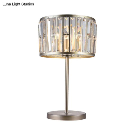 Giulia - Stylish Gold/Black 1 Bulb Nightstand Lamp Modern Crystal Blocks Embedded Cylinder Table