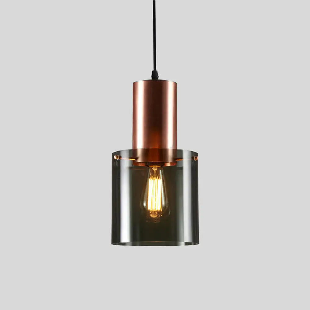 Glass 1-Light Pendant Lamp - Bottle Shaped Down Lighting Modern Ceiling Suspension Rose Gold