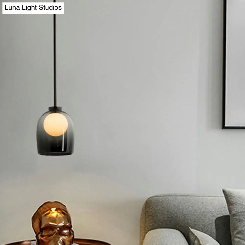 Glass Bell And Ball Suspension Lamp - Stylish Modern Pendant Light For Single Living Room