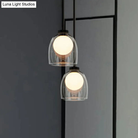 Contemporary Glass Pendant Light With Single Bell And Ball Design For Living Room Suspension