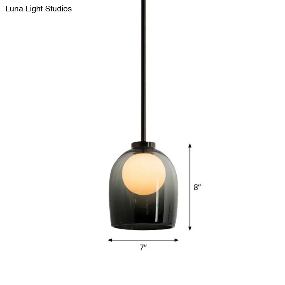 Contemporary Glass Pendant Light With Single Bell And Ball Design For Living Room Suspension Smoke