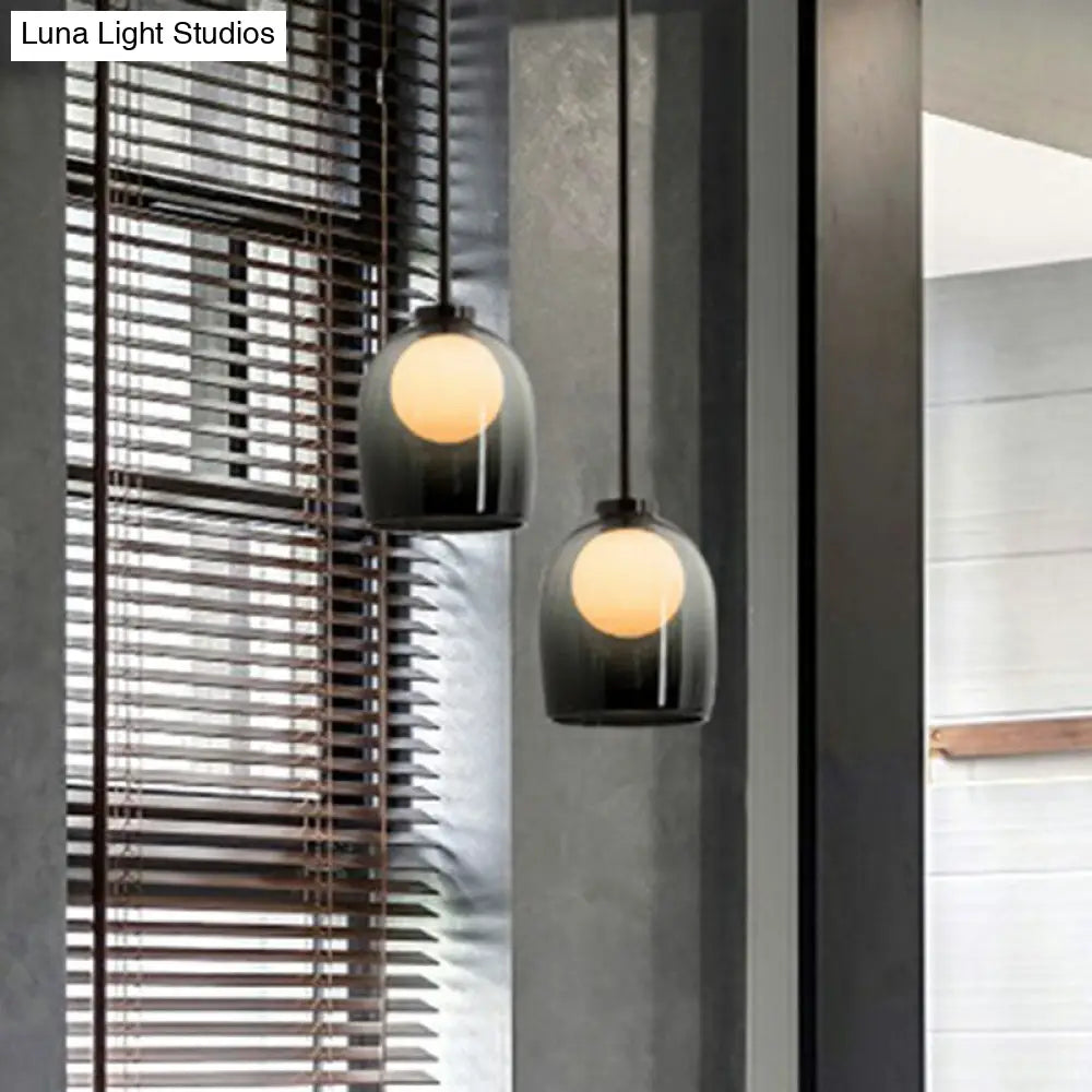 Contemporary Glass Pendant Light With Single Bell And Ball Design For Living Room Suspension