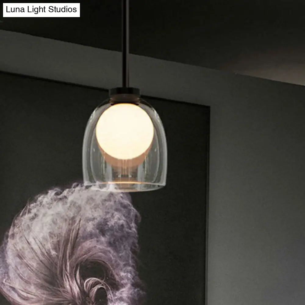 Glass Bell And Ball Suspension Lamp - Stylish Modern Pendant Light For Single Living Room