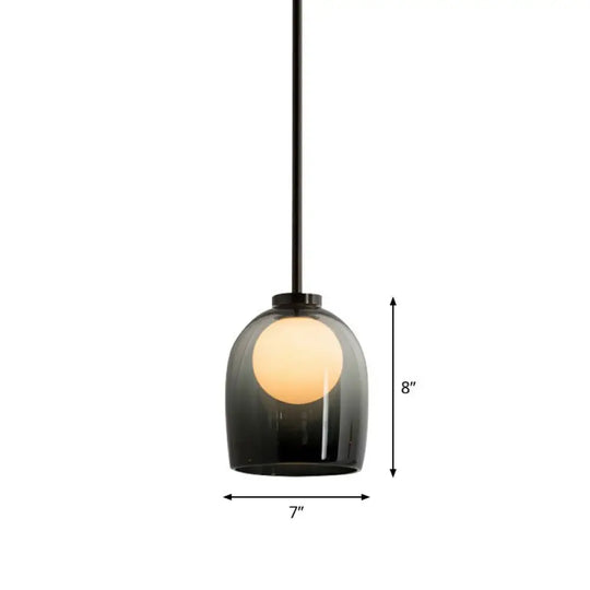 Glass Bell And Ball Suspension Lamp - Stylish Modern Pendant Light For Single Living Room Smoke Gray