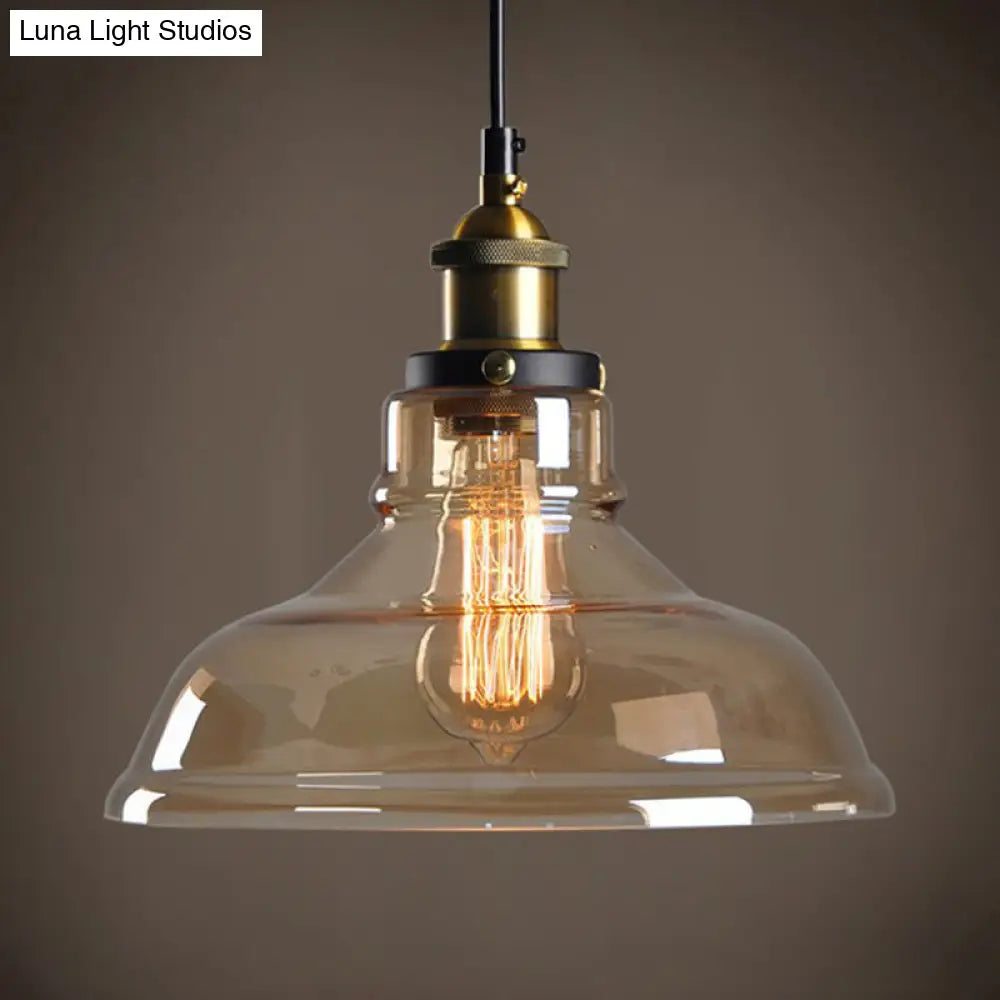 Glass Bowl Pendant Lighting Fixture - Minimalist Style Hanging Lamp Kit For Restaurants