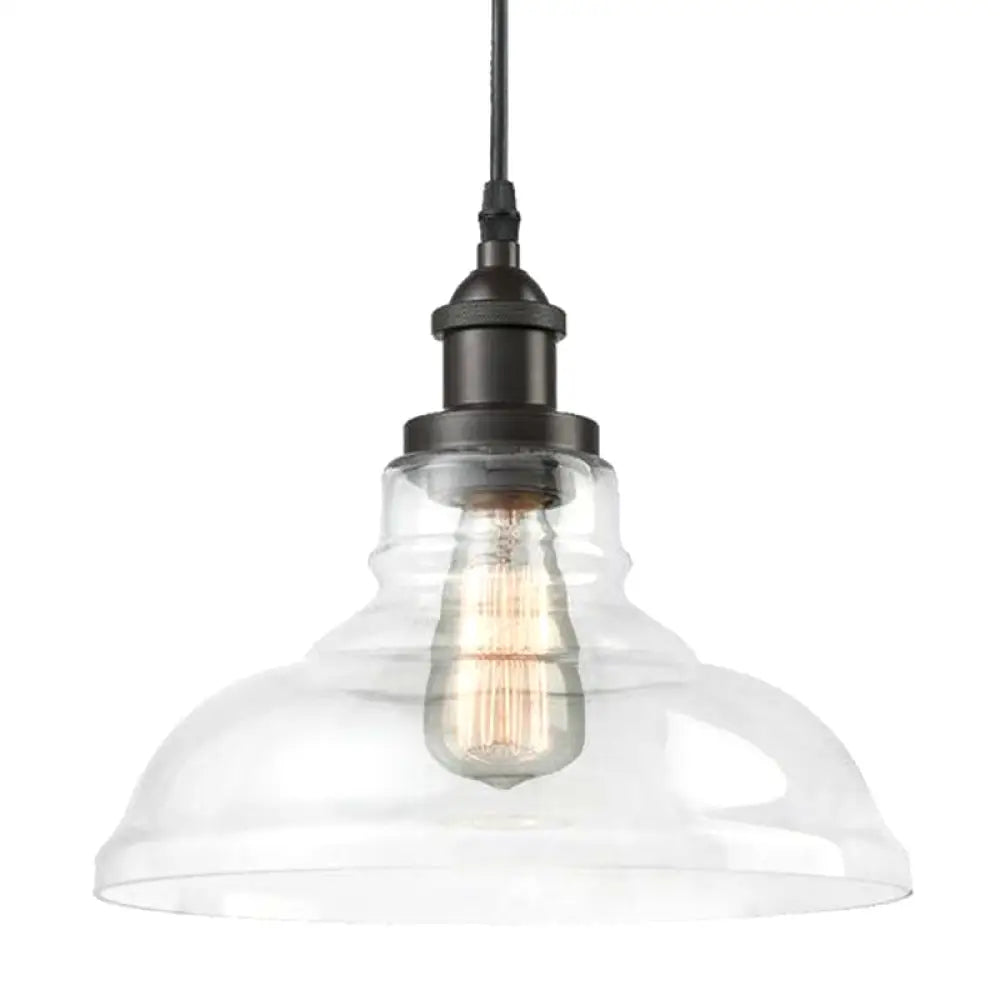 Glass Bowl Pendant Lighting Fixture - Minimalist Style Hanging Lamp Kit For Restaurants Clear