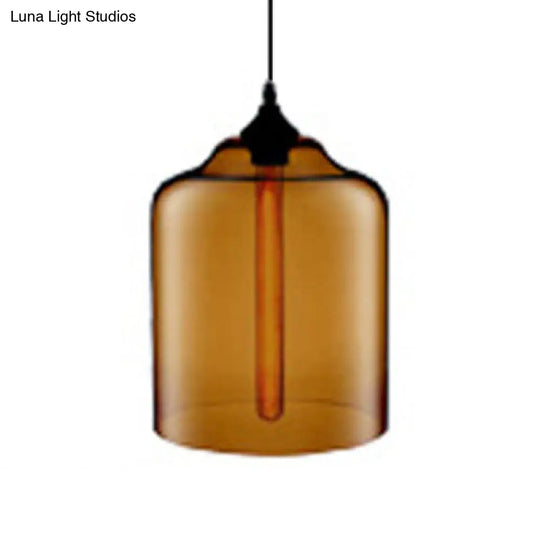 Contemporary Glass Jug Suspension Light - 1 Red/Brown/Blue Hanging Ceiling Lamp Brown