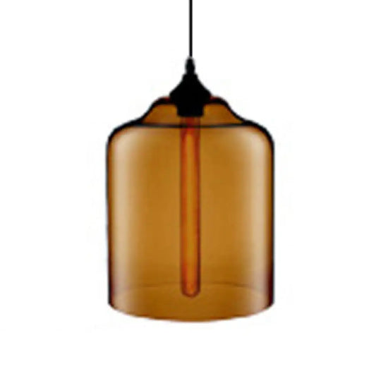 Glass Jug Suspension Light - Contemporary Red/Brown/Blue Ceiling Pendant Brown