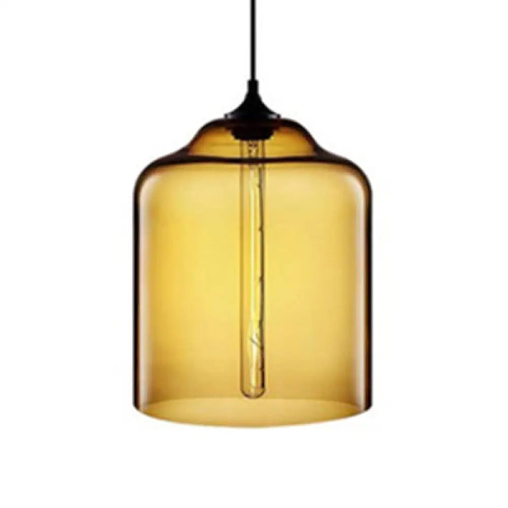 Glass Jug Suspension Light - Contemporary Red/Brown/Blue Ceiling Pendant Amber