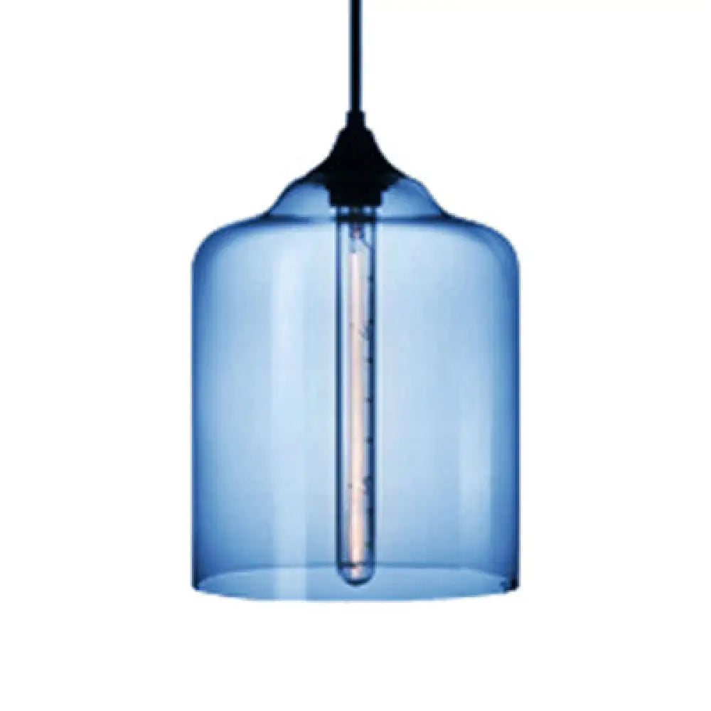 Glass Jug Suspension Light - Contemporary Red/Brown/Blue Ceiling Pendant Dark Blue