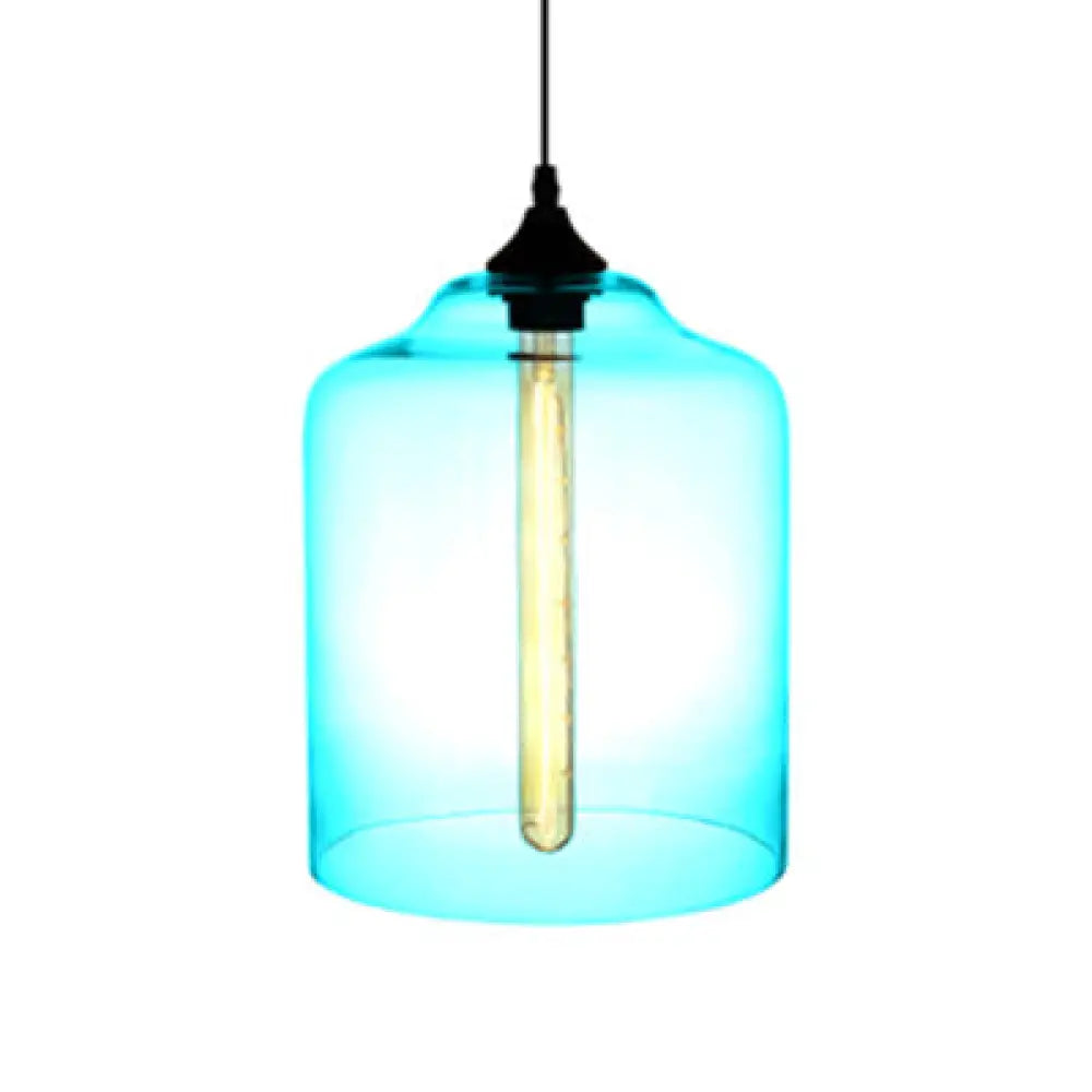 Glass Jug Suspension Light - Contemporary Red/Brown/Blue Ceiling Pendant Sky Blue