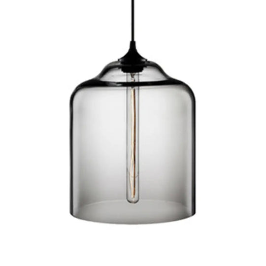 Glass Jug Suspension Light - Contemporary Red/Brown/Blue Ceiling Pendant Smoke Gray