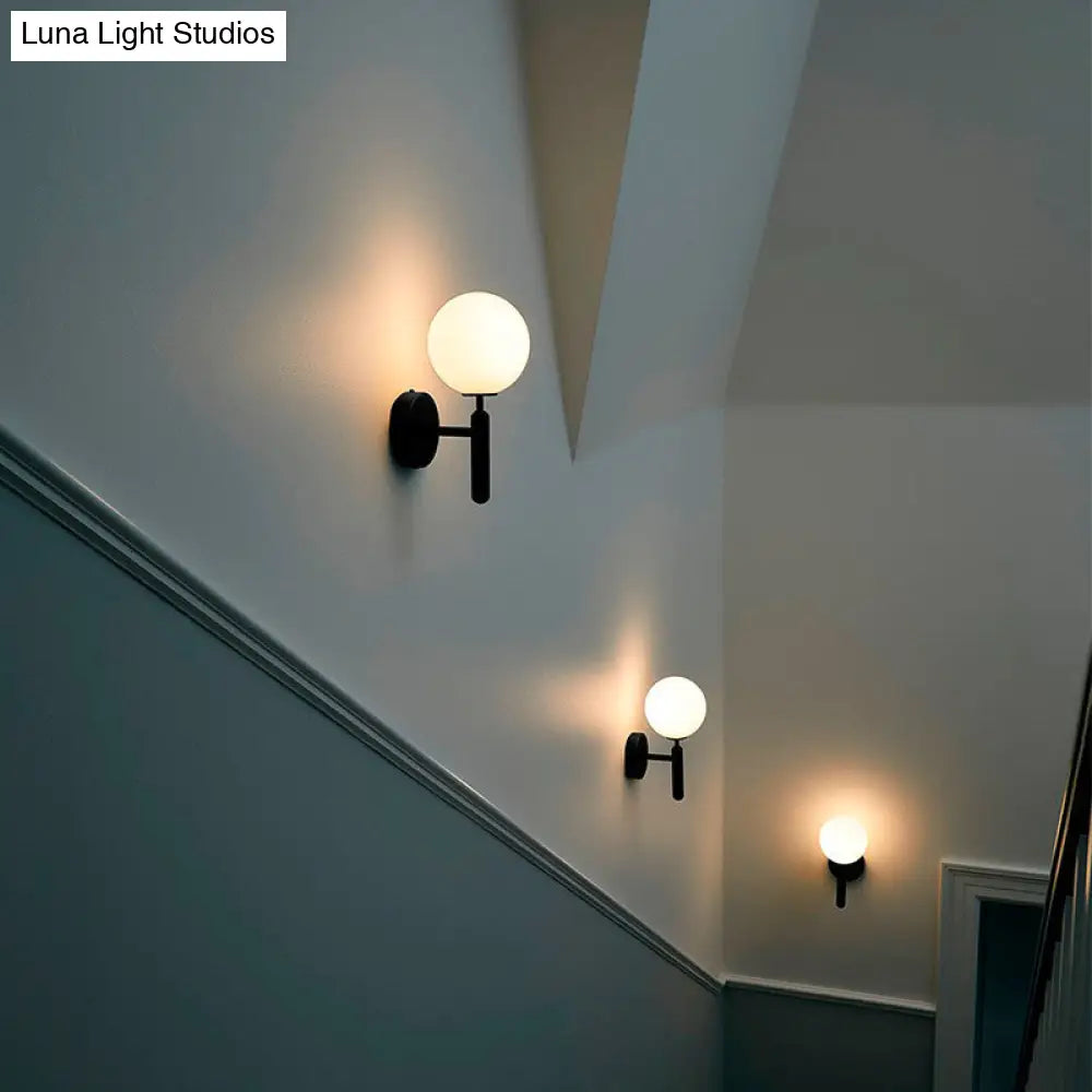 Glass Single-Bulb Stairway Wall Sconce With Simple Style Lighting